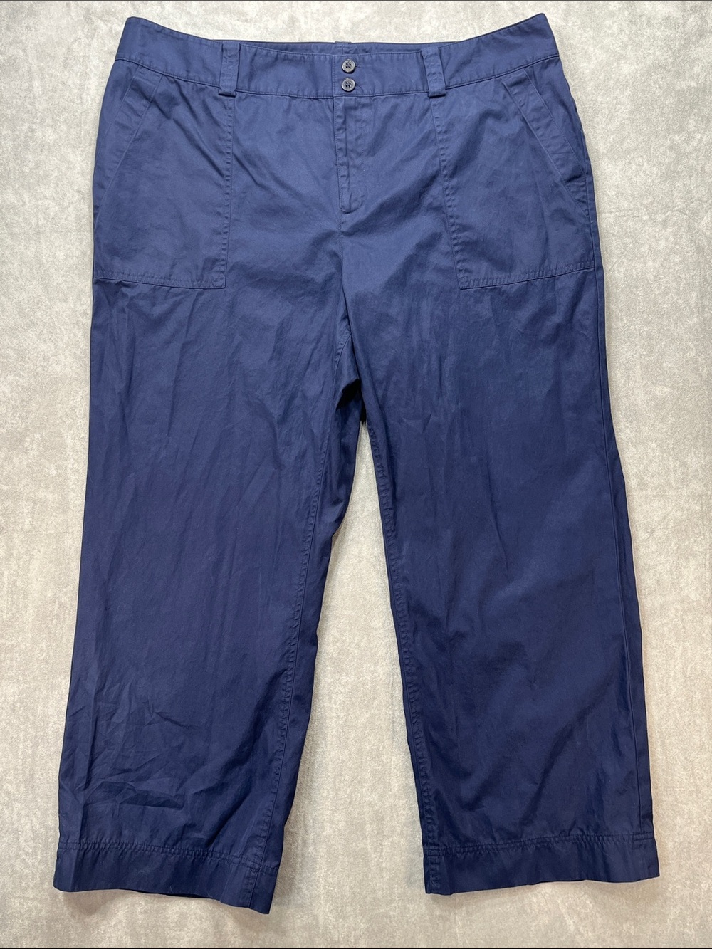 Lauren Ralph Lauren 16W Navy Cotton Wide Leg Crop Capri Pants